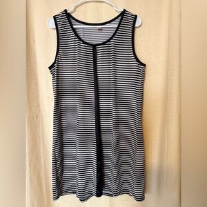 Tracy Dress,Women’s XL Black & White Striped Dress W/ Black Center Sheer Trim